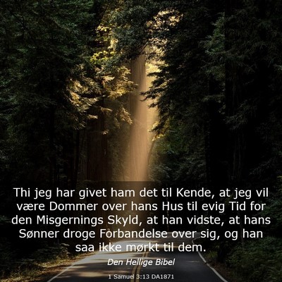 Picture 03 - 1 Samuel 3:13 DA1871 - Thi jeg har givet ham det til Kende, at jeg vil - Bible Verse Picture