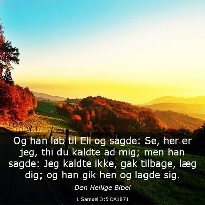Picture 03 - 1 Samuel 3:5 DA1871 - Og han løb til Eli og sagde: Se, her er jeg, thi - Bible Verse Picture