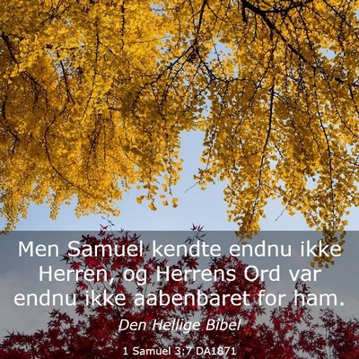 Picture 03 - 1 Samuel 3:7 DA1871 - Men Samuel kendte endnu ikke Herren, og Herrens - Bible Verse Picture