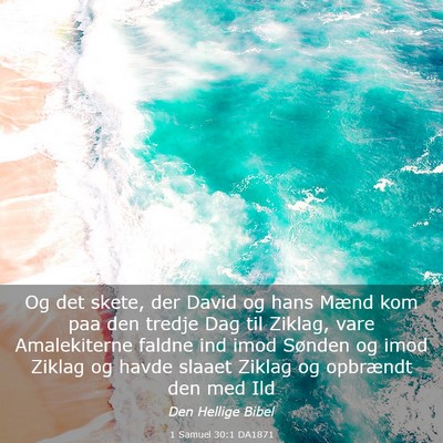Picture 03 - 1 Samuel 30:1 DA1871 - Og det skete, der David og hans Mænd kom paa den - Bible Verse Picture