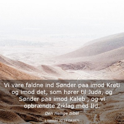 Picture 03 - 1 Samuel 30:14 DA1871 - Vi vare faldne ind Sønder paa imod Kreti og imod - Bible Verse Picture