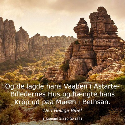 Picture 03 - 1 Samuel 31:10 DA1871 - Og de lagde hans Vaaben i Astarte-Billedernes Hus - Bible Verse Picture