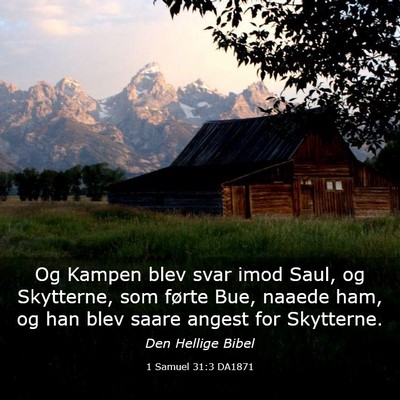 Picture 03 - 1 Samuel 31:3 DA1871 - Og Kampen blev svar imod Saul, og Skytterne, som - Bible Verse Picture