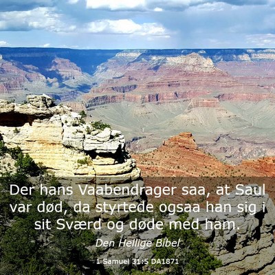 Picture 03 - 1 Samuel 31:5 DA1871 - Der hans Vaabendrager saa, at Saul var død, da - Bible Verse Picture