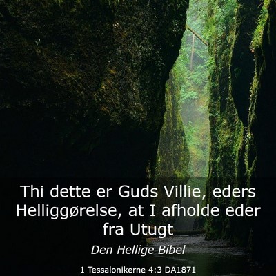 Picture 03 - 1 Tessalonikerne 4:3 DA1871 - Thi dette er Guds Villie, eders Helliggørelse, - Bible Verse Picture