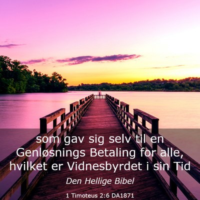 Picture 03 - 1 Timoteus 2:6 DA1871 - som gav sig selv til en Genløsnings Betaling for - Bible Verse Picture