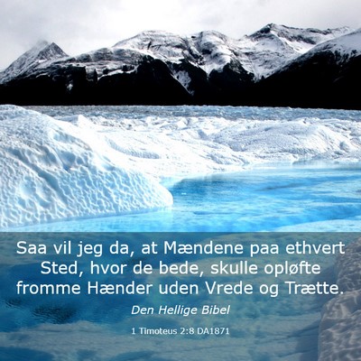 Picture 03 - 1 Timoteus 2:8 DA1871 - Saa vil jeg da, at Mændene paa ethvert Sted, - Bible Verse Picture