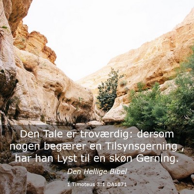 Picture 03 - 1 Timoteus 3:1 DA1871 - Den Tale er troværdig: dersom nogen begærer en - Bible Verse Picture