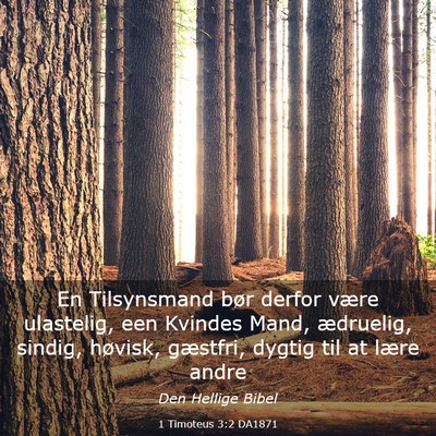 Picture 03 - 1 Timoteus 3:2 DA1871 - En Tilsynsmand bør derfor være ulastelig, een - Bible Verse Picture