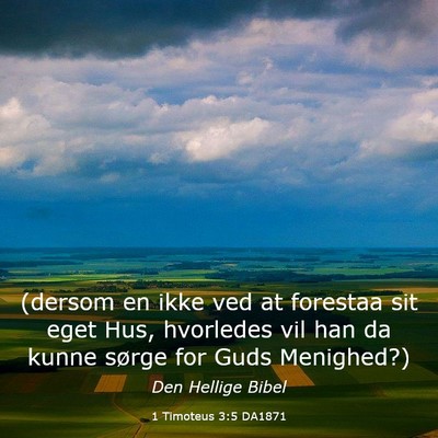 Picture 03 - 1 Timoteus 3:5 DA1871 - (dersom en ikke ved at forestaa sit eget Hus, - Bible Verse Picture