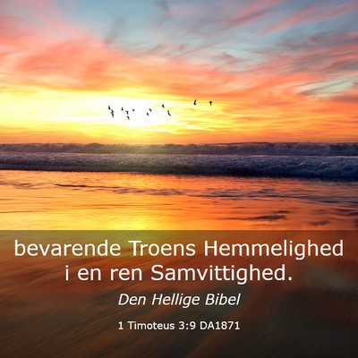 Picture 03 - 1 Timoteus 3:9 DA1871 - bevarende Troens Hemmelighed i en ren - Bible Verse Picture