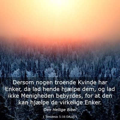 Picture 03 - 1 Timoteus 5:16 DA1871 - Dersom nogen troende Kvinde har Enker, da lad - Bible Verse Picture
