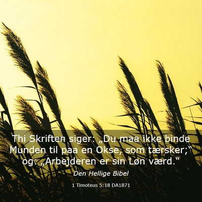 Picture 03 - 1 Timoteus 5:18 DA1871 - Thi Skriften siger: „Du maa ikke binde Munden - Bible Verse Picture