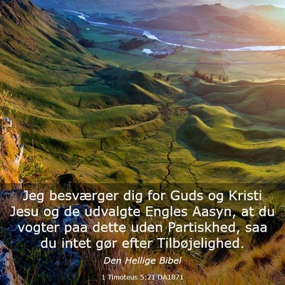Picture 03 - 1 Timoteus 5:21 DA1871 - Jeg besværger dig for Guds og Kristi Jesu og de - Bible Verse Picture