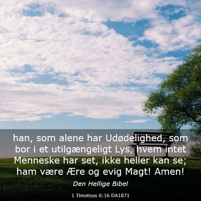 Picture 03 - 1 Timoteus 6:16 DA1871 - han, som alene har Udødelighed, som bor i et - Bible Verse Picture