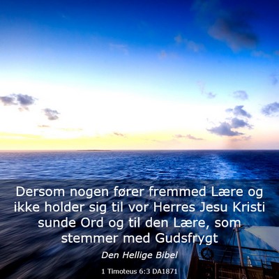 Picture 03 - 1 Timoteus 6:3 DA1871 - Dersom nogen fører fremmed Lære og ikke holder - Bible Verse Picture