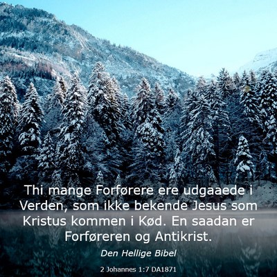 Picture 03 - 2 Johannes 1:7 DA1871 - Thi mange Forførere ere udgaaede i Verden, som - Bible Verse Picture