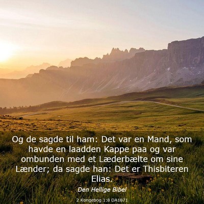 Picture 03 - 2 Kongebog 1:8 DA1871 - Og de sagde til ham: Det var en Mand, som havde - Bible Verse Picture