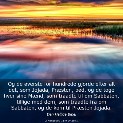 Picture 03 - 2 Kongebog 11:9 DA1871 - Og de øverste for hundrede gjorde efter alt det, - Bible Verse Picture