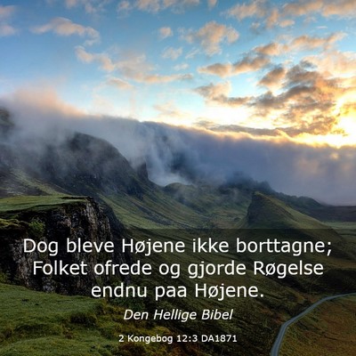 Picture 03 - 2 Kongebog 12:3 DA1871 - Dog bleve Højene ikke borttagne; Folket ofrede - Bible Verse Picture