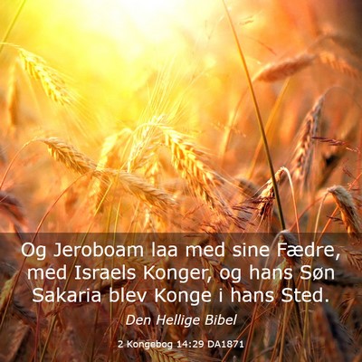 Picture 03 - 2 Kongebog 14:29 DA1871 - Og Jeroboam laa med sine Fædre, med Israels - Bible Verse Picture