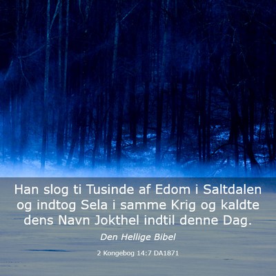 Picture 03 - 2 Kongebog 14:7 DA1871 - Han slog ti Tusinde af Edom i Saltdalen og indtog - Bible Verse Picture