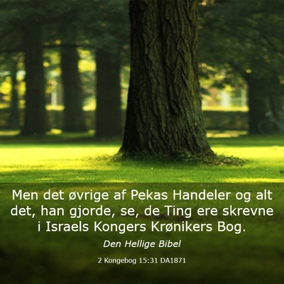 Picture 03 - 2 Kongebog 15:31 DA1871 - Men det øvrige af Pekas Handeler og alt det, han - Bible Verse Picture