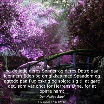 Picture 03 - 2 Kongebog 17:17 DA1871 - og de lode deres Sønner og deres Døtre gaa - Bible Verse Picture