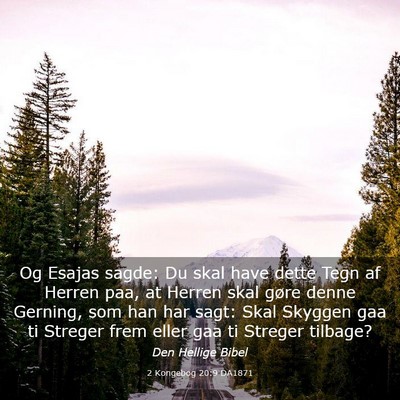 Picture 03 - 2 Kongebog 20:9 DA1871 - Og Esajas sagde: Du skal have dette Tegn af - Bible Verse Picture