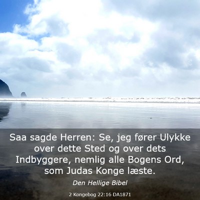 Picture 03 - 2 Kongebog 22:16 DA1871 - Saa sagde Herren: Se, jeg fører Ulykke over - Bible Verse Picture