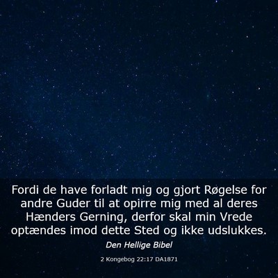 Picture 03 - 2 Kongebog 22:17 DA1871 - Fordi de have forladt mig og gjort Røgelse for - Bible Verse Picture