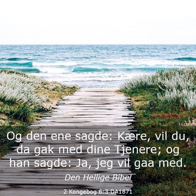 Picture 03 - 2 Kongebog 6:3 DA1871 - Og den ene sagde: Kære, vil du, da gak med dine - Bible Verse Picture