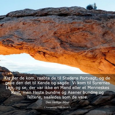 Picture 03 - 2 Kongebog 7:10 DA1871 - Og der de kom, raabte de til Stadens Portvagt, og - Bible Verse Picture