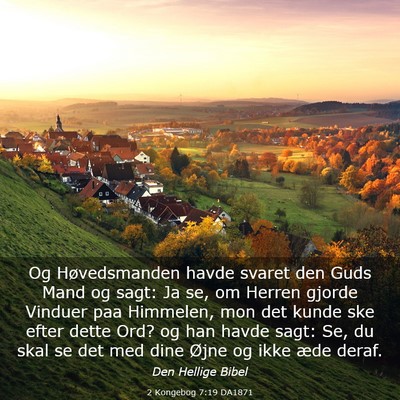 Picture 03 - 2 Kongebog 7:19 DA1871 - Og Høvedsmanden havde svaret den Guds Mand og - Bible Verse Picture