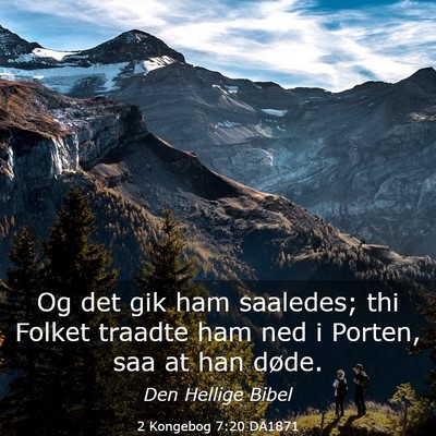 Picture 03 - 2 Kongebog 7:20 DA1871 - Og det gik ham saaledes; thi Folket traadte ham - Bible Verse Picture