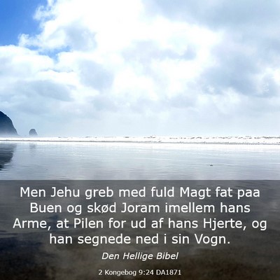 Picture 03 - 2 Kongebog 9:24 DA1871 - Men Jehu greb med fuld Magt fat paa Buen og skød - Bible Verse Picture
