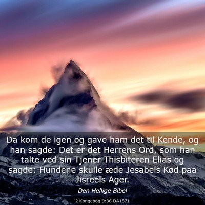 Picture 03 - 2 Kongebog 9:36 DA1871 - Da kom de igen og gave ham det til Kende, og han - Bible Verse Picture