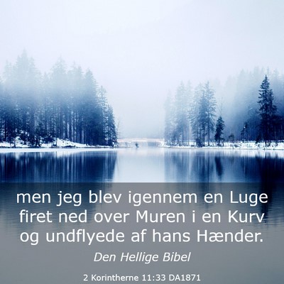 Picture 03 - 2 Korintherne 11:33 DA1871 - men jeg blev igennem en Luge firet ned over Muren - Bible Verse Picture