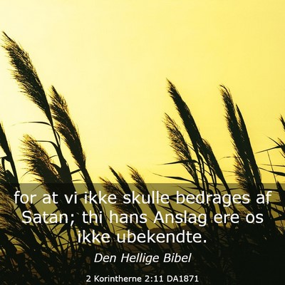 Picture 03 - 2 Korintherne 2:11 DA1871 - for at vi ikke skulle bedrages af Satan; thi hans - Bible Verse Picture