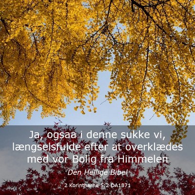 Picture 03 - 2 Korintherne 5:2 DA1871 - Ja, ogsaa i denne sukke vi, længselsfulde efter - Bible Verse Picture