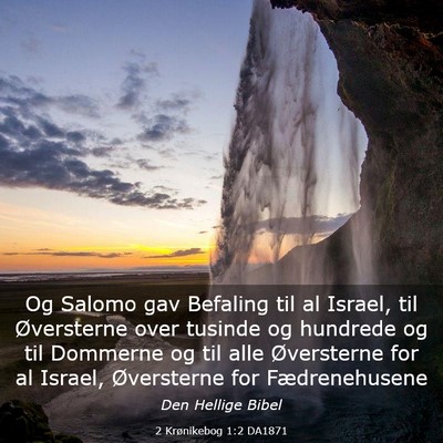 Picture 03 - 2 Krønikebog 1:2 DA1871 - Og Salomo gav Befaling til al Israel, til - Bible Verse Picture