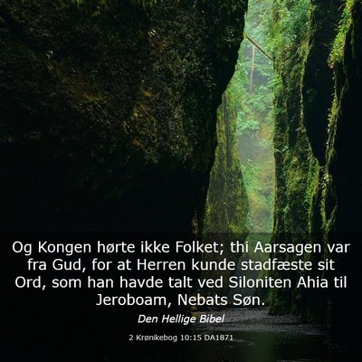 Picture 03 - 2 Krønikebog 10:15 DA1871 - Og Kongen hørte ikke Folket; thi Aarsagen var - Bible Verse Picture