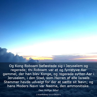 Picture 03 - 2 Krønikebog 12:13 DA1871 - Og Kong Roboam befæstede sig i Jerusalem og - Bible Verse Picture