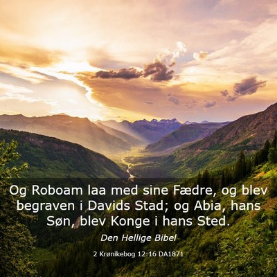 Picture 03 - 2 Krønikebog 12:16 DA1871 - Og Roboam laa med sine Fædre, og blev begraven i - Bible Verse Picture