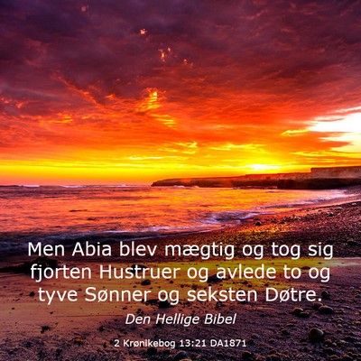 Picture 03 - 2 Krønikebog 13:21 DA1871 - Men Abia blev mægtig og tog sig fjorten Hustruer - Bible Verse Picture