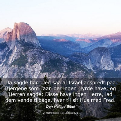 Picture 03 - 2 Krønikebog 18:16 DA1871 - Da sagde han: Jeg saa al Israel adspredt paa - Bible Verse Picture