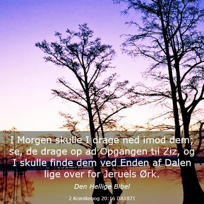 Picture 03 - 2 Krønikebog 20:16 DA1871 - I Morgen skulle I drage ned imod dem; se, de - Bible Verse Picture