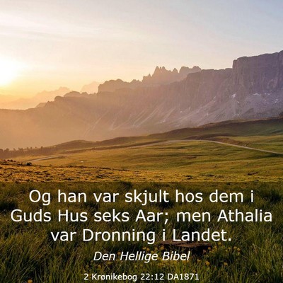 Picture 03 - 2 Krønikebog 22:12 DA1871 - Og han var skjult hos dem i Guds Hus seks Aar; - Bible Verse Picture