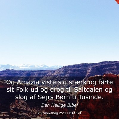 Picture 03 - 2 Krønikebog 25:11 DA1871 - Og Amazia viste sig stærk og førte sit Folk ud - Bible Verse Picture