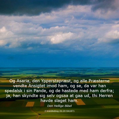Picture 03 - 2 Krønikebog 26:20 DA1871 - Og Asaria, den Ypperstepræst, og alle Præsterne - Bible Verse Picture